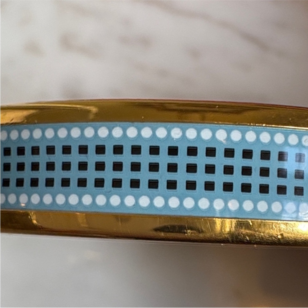 Hermes Gold and Blue Patterned Bangle - Picture 4 of 7